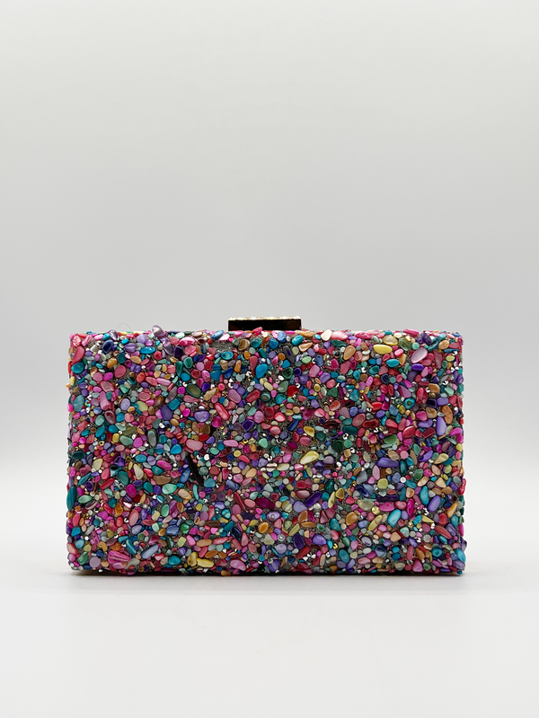Svnx Embellished Square Clutch Bag In Multi