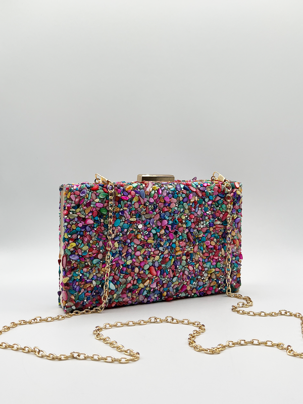 Svnx Embellished Square Clutch Bag In Multi