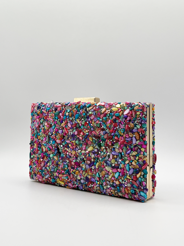 Svnx Embellished Square Clutch Bag In Multi