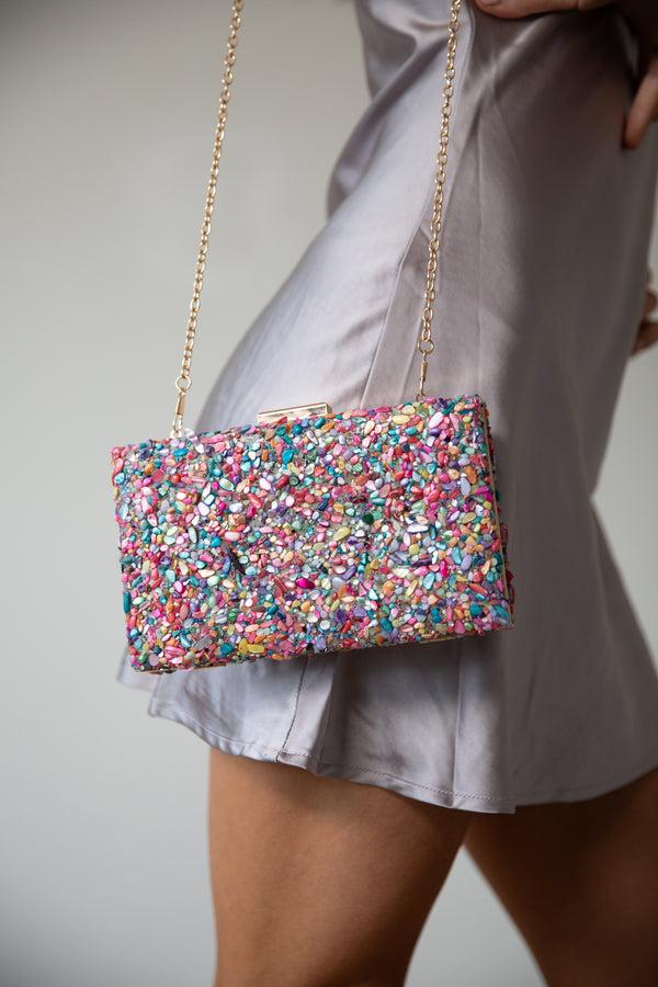 Svnx Embellished Square Clutch Bag In Multi
