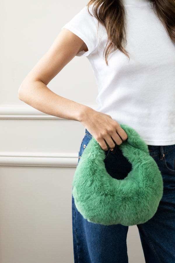 Svnx Faux Fur Soft Grab Bag In Green