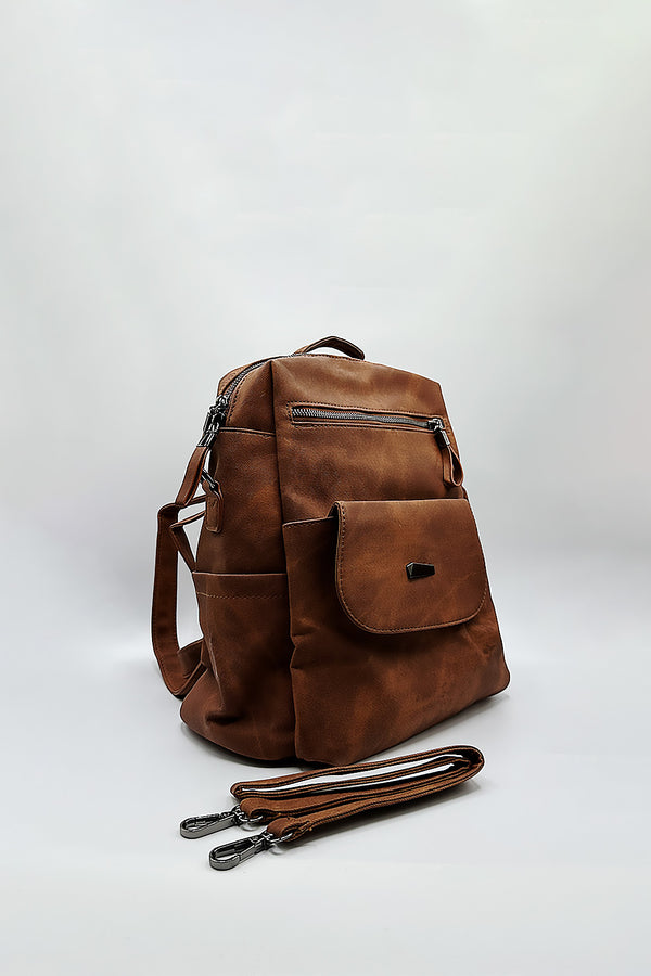 Svnx Faux Leather Backpack In Brown