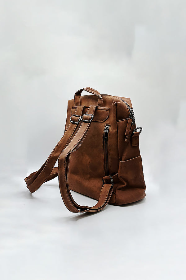Svnx Faux Leather Backpack In Brown