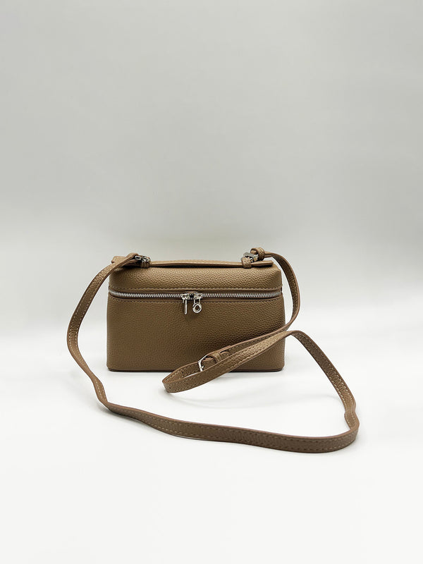 Svnx Faux Leather Crossbody Satchel In Beige