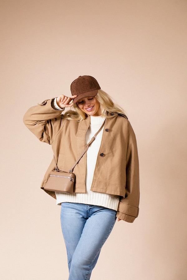 svnx Faux Leather Crossbody Satchel In Beige