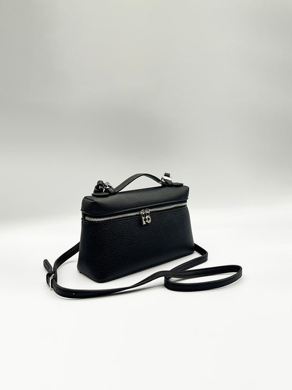 Svnx Faux Leather Crossbody Satchel In Black