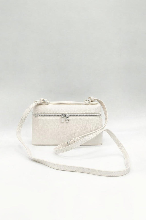 Svnx Faux Leather Crossbody Satchel In Off White