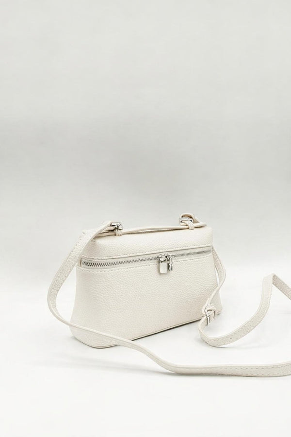 Svnx Faux Leather Crossbody Satchel In Off White