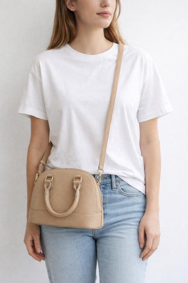 svnx Faux Leather Mini Crossbody Bag In Beige