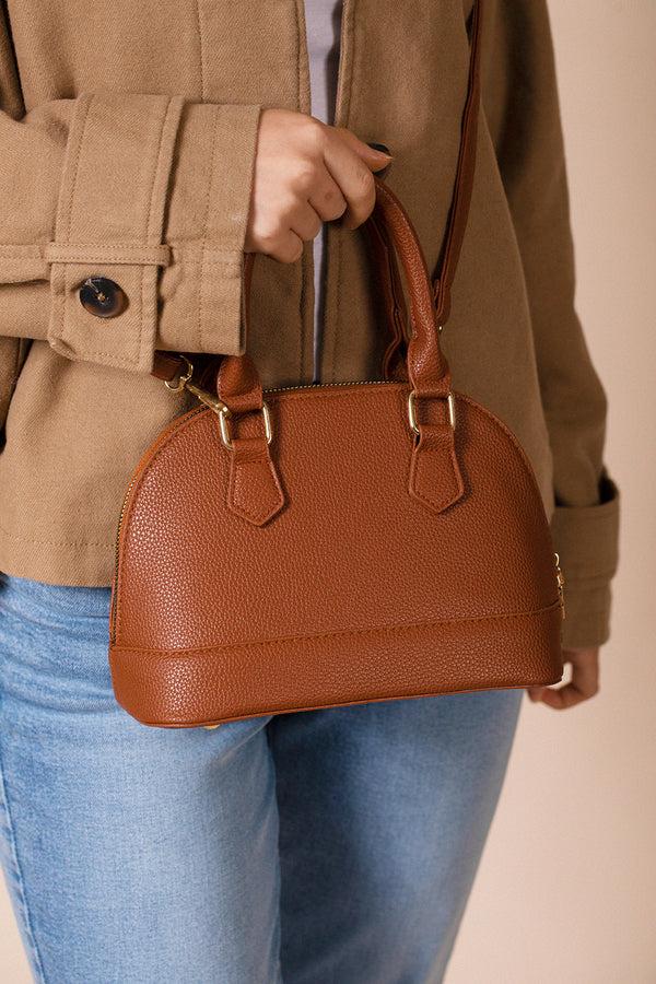 Svnx Faux Leather Mini Crossbody Bag In Brown