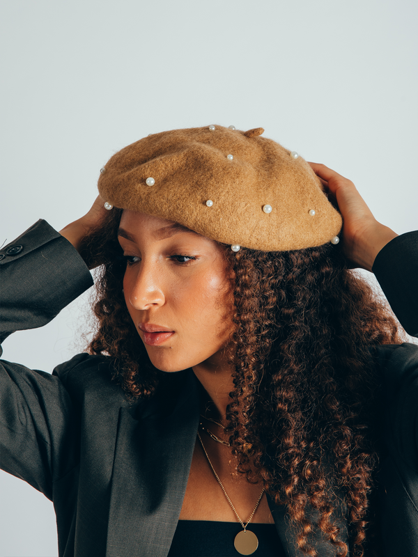 svnx Faux Pearl Felt Beret