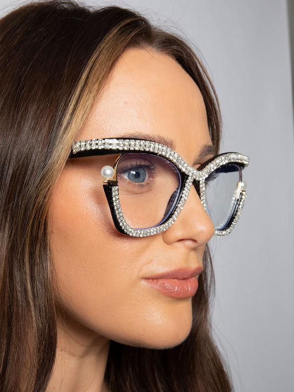Svnx Festival Diamante With Pearls Cateye Glasses