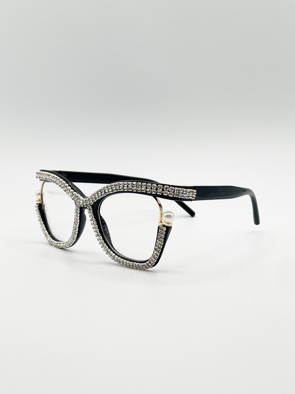 Svnx Festival Diamante With Pearls Cateye Glasses