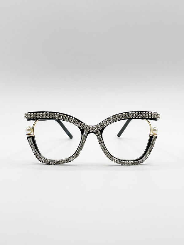 svnx Festival Diamante with Pearls Cateye Glasses