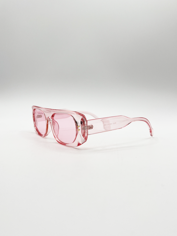 Svnx Flat Top Oval Sunglasses In Pale Pink