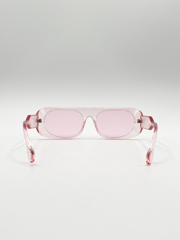 Svnx Flat Top Oval Sunglasses In Pale Pink