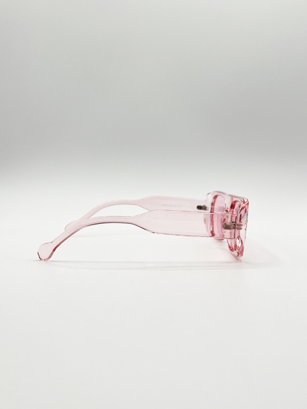 Svnx Flat Top Oval Sunglasses In Pale Pink