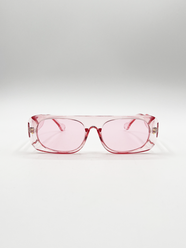 svnx Flat Top Oval Sunglasses in Pale Pink