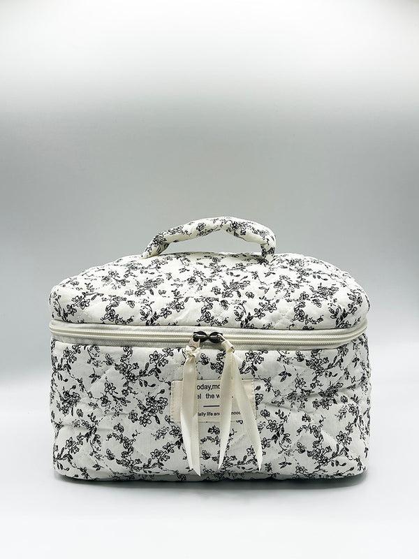 svnx Floral Costmetic Tolietry Bag In Black White