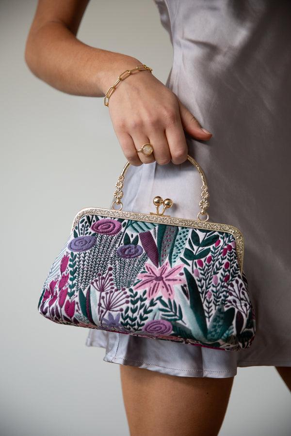 svnx Floral Embroidered Clutch bag