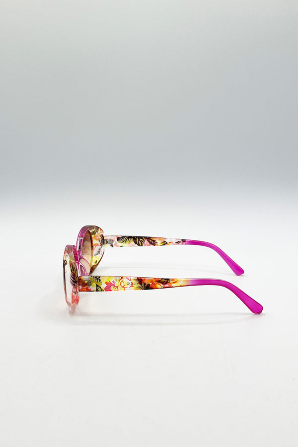 Svnx Floral Pink Oval Sunglasses