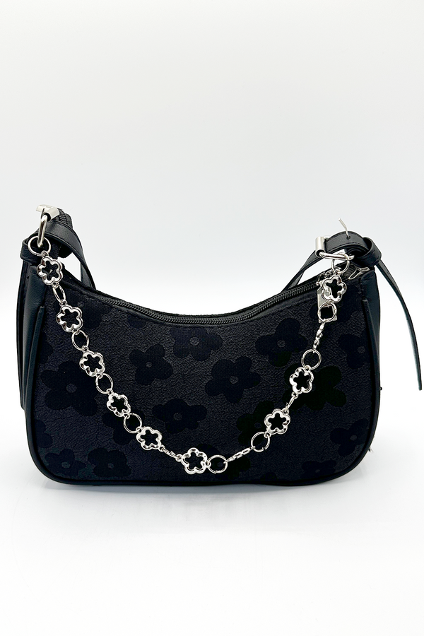 Svnx Floral Textured Baguette Bag With Chain