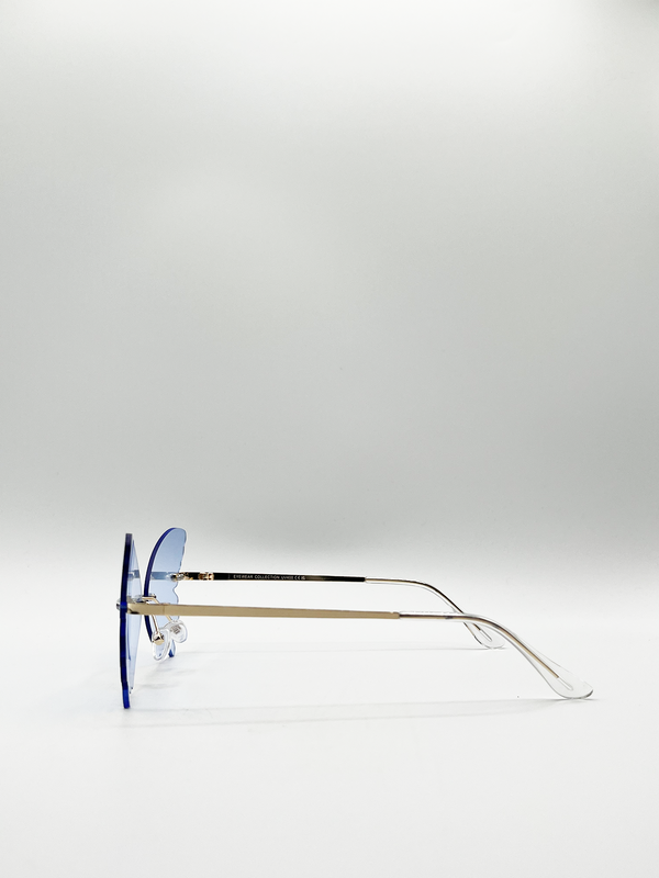 Svnx Frameless Blue Butterfly Sunglasses