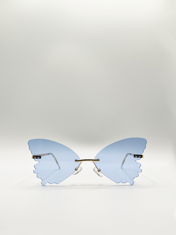 svnx Frameless blue butterfly sunglasses