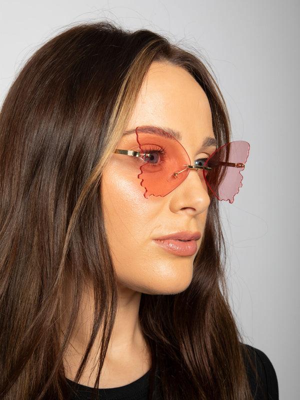Svnx Frameless Pink Butterfly Sunglasses