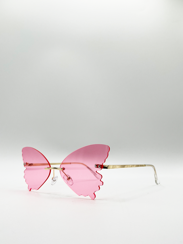 Svnx Frameless Pink Butterfly Sunglasses