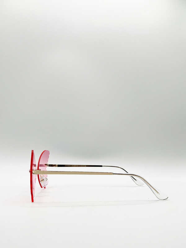 Svnx Frameless Pink Butterfly Sunglasses