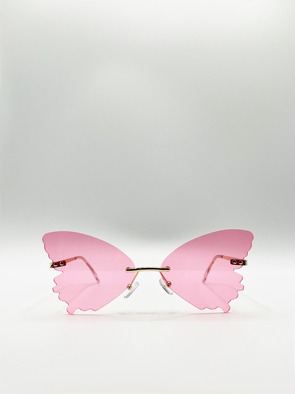 svnx Frameless pink butterfly sunglasses