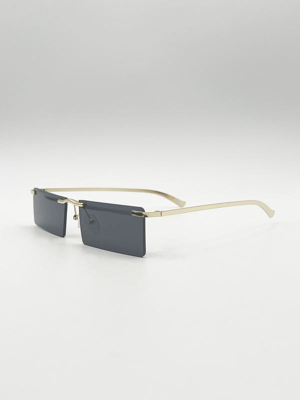 Svnx Frameless Rectangle Sunglasses In Black