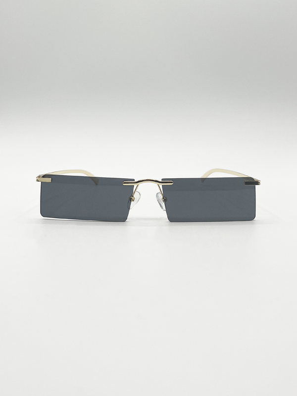 svnx Frameless Rectangle Sunglasses in Black