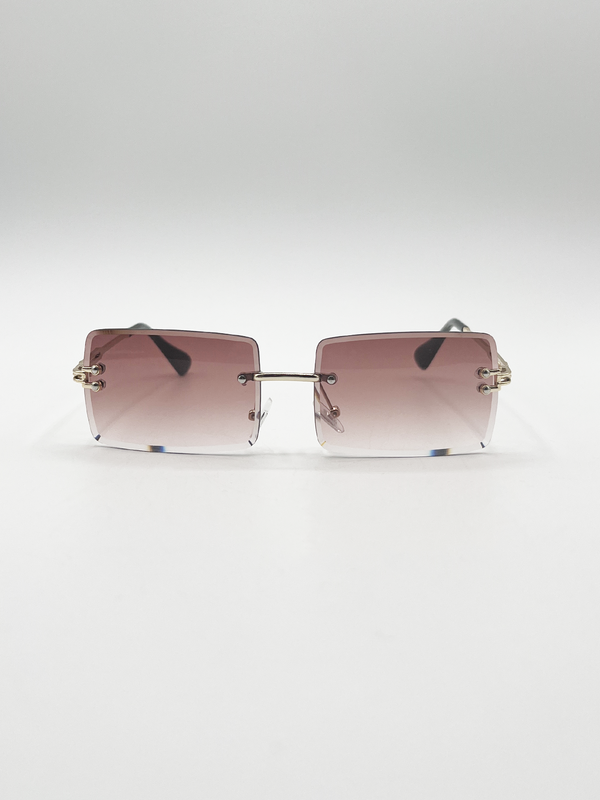 Svnx Frameless Rectangle Sunglasses In Brown