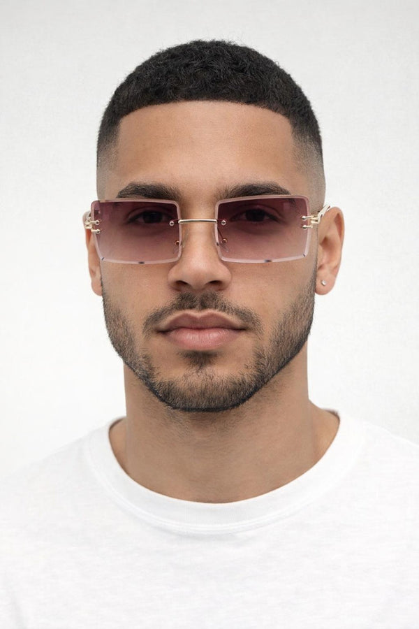 Svnx Frameless Rectangle Sunglasses In Brown