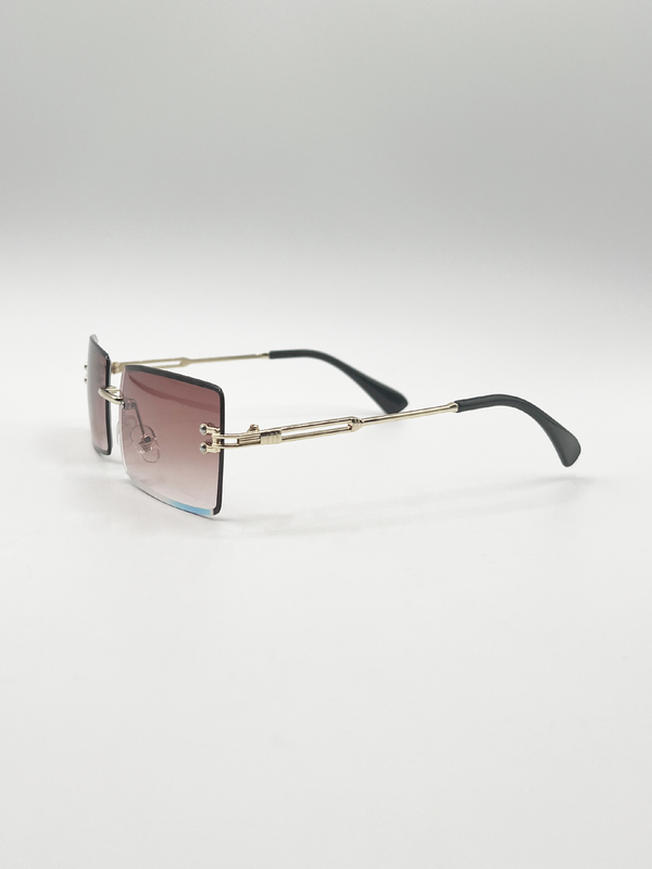 Svnx Frameless Rectangle Sunglasses In Brown