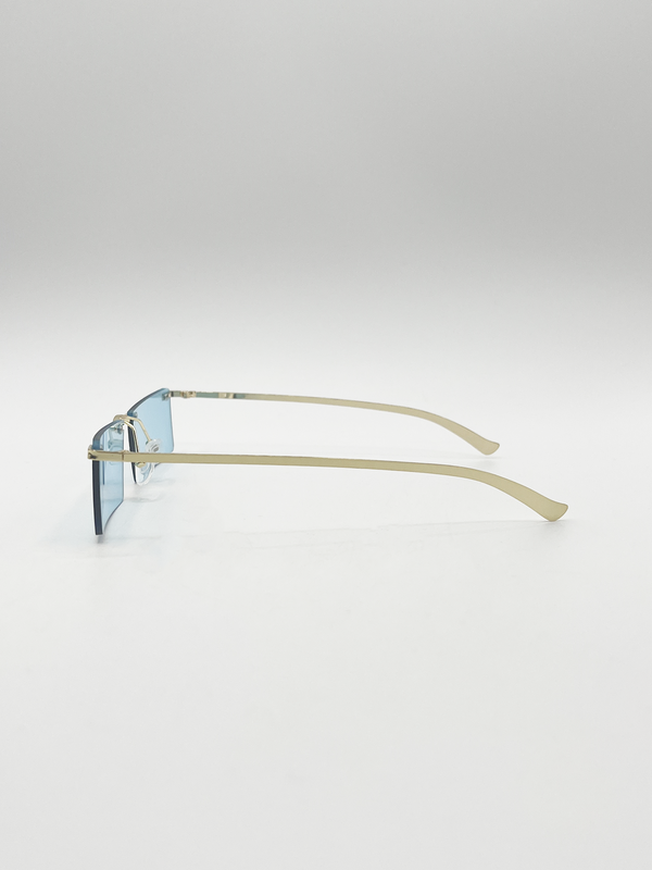 Svnx Frameless Rectangle Sunglasses In Pale Blue