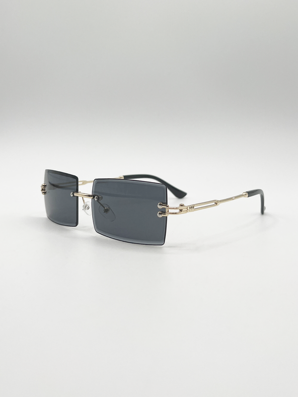 Svnx Frameless Square Sunglasses In Black