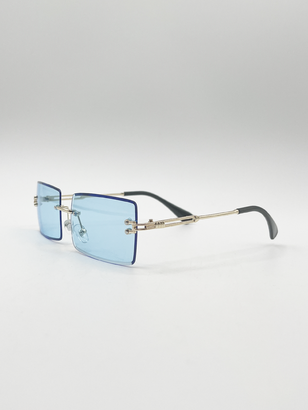 Svnx Frameless Square Sunglasses In Pale Blue