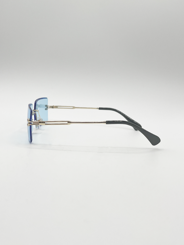 Svnx Frameless Square Sunglasses In Pale Blue