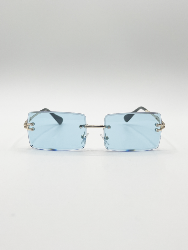 Svnx Frameless Square Sunglasses In Pale Blue