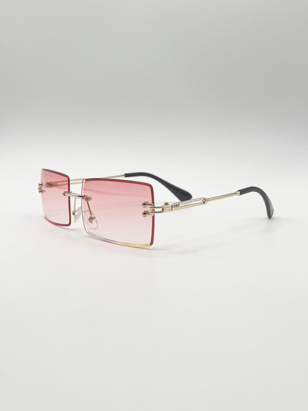 Svnx Frameless Square Sunglasses In Pink