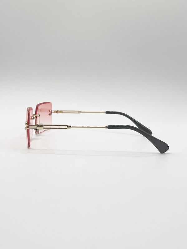 Svnx Frameless Square Sunglasses In Pink