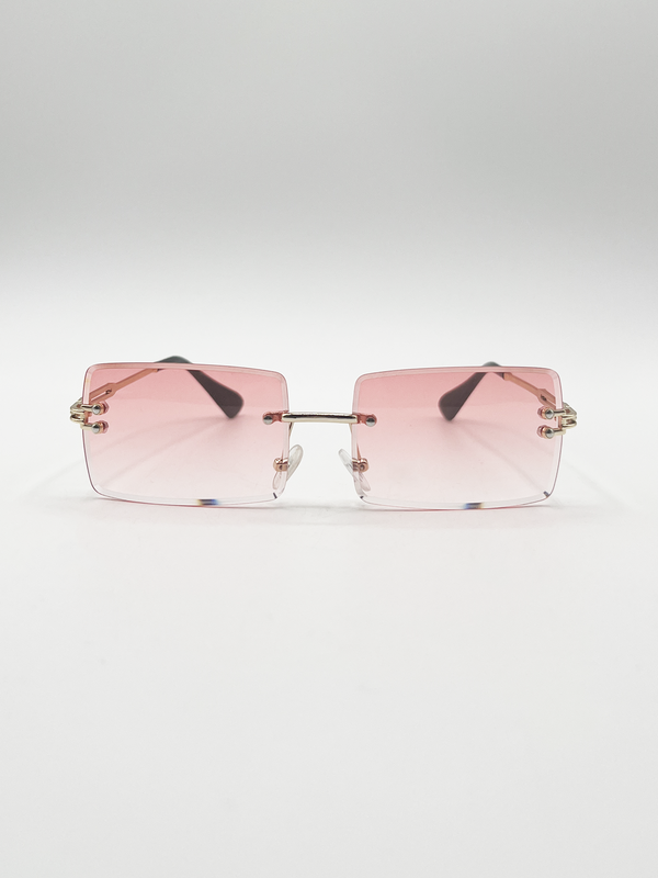 svnx Frameless Square Sunglasses in Pink