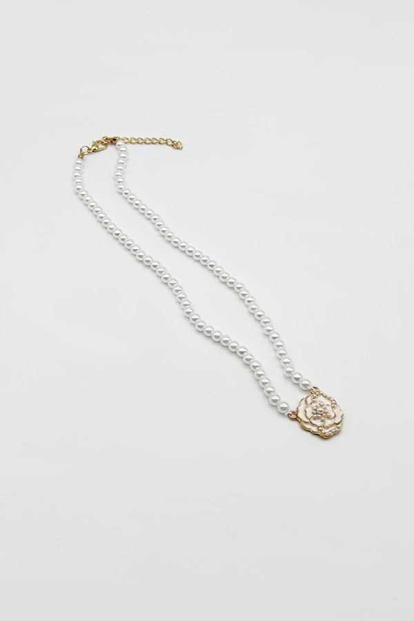 Svnx French Camellia Pearl Necklace - Gift Boxed