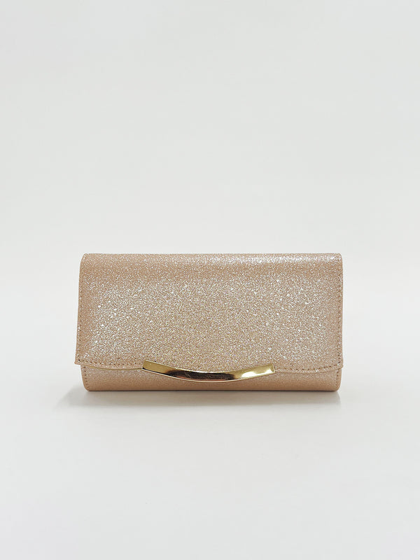 Svnx Glitter Envelope Clutch Bag In Champagne