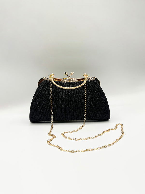 Svnx Glitter Metallic Fibre Clutch Bag