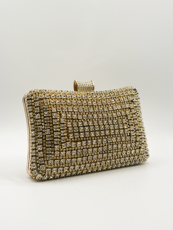 Svnx Gold Diamante Clutch Bag