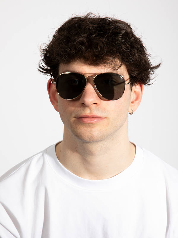 Svnx Gold Frame Aviators With Khaki Lenses